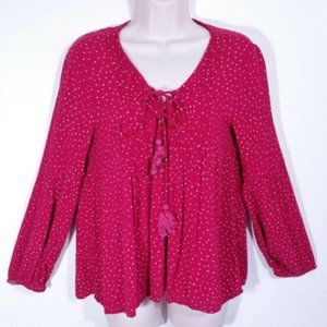 BILLABONG Top Blouse Tie Tassel Polka Dot 1906E1M